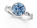 White gold Fancy Blue Round  Cut Diamond Milgrain Marquise Band with Prong Setting_4