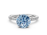 White gold Fancy Blue Round  Cut Diamond Pavé Band Ring with Four-Prong Setting_24
