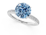 White gold Fancy Blue Round  Cut Diamond Pavé Band Ring with Four-Prong Setting_25