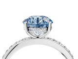 White gold Fancy Blue Round  Cut Diamond Pavé Band Ring with Four-Prong Setting_28