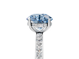 White gold Fancy Blue Round  Cut Diamond Pavé Band Ring with Four-Prong Setting_29