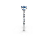 White gold Fancy Blue Round Cut Diamond Pavé Band Solitaire Ring with Prong Setting_58