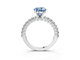 White gold Fancy Blue Round Cut Diamond Pavé Band Solitaire Ring with Prong Setting_59