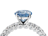 White gold Fancy Blue Round Cut Diamond Pavé Band Solitaire Ring with Prong Setting_60