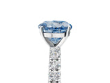 White gold Fancy Blue Round Cut Diamond Pavé Band Solitaire Ring with Prong Setting_62