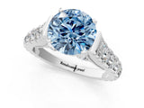White gold Fancy Blue Round  Cut Diamond Pavé Band Solitaire with Four-Prong Setting_16