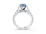 White gold Fancy Blue Round  Cut Diamond Pavé Band Solitaire with Four-Prong Setting_18