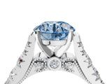 White gold Fancy Blue Round  Cut Diamond Pavé Band Solitaire with Four-Prong Setting_19