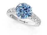 White gold Fancy Blue Round  Cut Diamond Pavé Band Solitaire with Four-Prong Setting_4