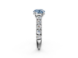 White gold Fancy Blue Round  Cut Diamond Pavé Band Solitaire with Four-Prong Setting_5