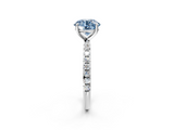 White gold Fancy Blue Round  Cut Diamond Pavé Band Solitaire with Four-Prong Setting_5