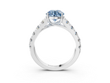 White gold Fancy Blue Round  Cut Diamond Pavé Band Solitaire with Four-Prong Setting_6