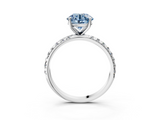 White gold Fancy Blue Round  Cut Diamond Pavé Band Solitaire with Four-Prong Setting_6