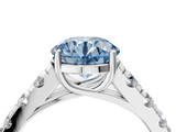 White gold Fancy Blue Round  Cut Diamond Pavé Band Solitaire with Four-Prong Setting_7