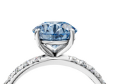 White gold Fancy Blue Round  Cut Diamond Pavé Band Solitaire with Four-Prong Setting_7