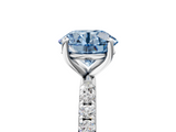 White gold Fancy Blue Round  Cut Diamond Pavé Band Solitaire with Four-Prong Setting_8