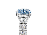 White gold Fancy Blue Round  Cut Diamond Pavé Band Solitaire with Four-Prong Setting_8