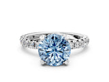 White gold Fancy Blue Round  Cut Diamond Pavé Band with Four-Prong Setting_12