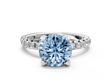White gold Fancy Blue Round  Cut Diamond Pavé Band with Four-Prong Setting_16