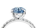White gold Fancy Blue Round  Cut Diamond Pavé Band with Four-Prong Setting_16