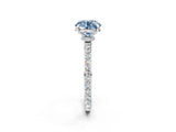 White gold Fancy Blue Round Cut Diamond Pavé Engagement Ring with Round  Accents and Prong Setting_76