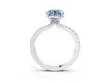 White gold Fancy Blue Round Cut Diamond Pavé Engagement Ring with Round  Accents and Prong Setting_77