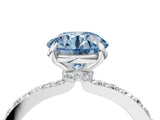 White gold Fancy Blue Round Cut Diamond Pavé Engagement Ring with Round  Accents and Prong Setting_78