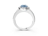 White gold Fancy Blue Round Cut Diamond Pavé Halo Ring with Four-Prong Setting_75