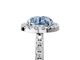 White gold Fancy Blue Round Cut Diamond Pavé Halo Ring with Four-Prong Setting_77