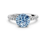 White gold Fancy Blue Round Cut Diamond Pavé Solitaire Engagement Ring with Four-Prong Setting_142