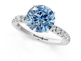 White gold Fancy Blue Round Cut Diamond Pavé Solitaire Engagement Ring with Four-Prong Setting_143