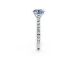 White gold Fancy Blue Round Cut Diamond Pavé Solitaire Engagement Ring with Four-Prong Setting_144
