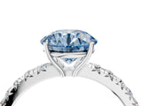 White gold Fancy Blue Round Cut Diamond Pavé Solitaire Engagement Ring with Four-Prong Setting_145