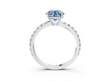 White gold Fancy Blue Round Cut Diamond Pavé Solitaire Engagement Ring with Four-Prong Setting_145