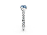 White gold Fancy Blue Round Cut Diamond Pavé Solitaire Ring with Round Band and Prong Setting_14