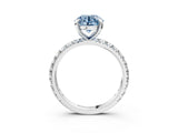 White gold Fancy Blue Round Cut Diamond Pavé Solitaire Ring with Round Band and Prong Setting_15