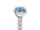 White gold Fancy Blue Round Cut Diamond Pavé Solitaire Ring with Round Band and Prong Setting_17