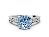 White gold Fancy Blue Round  Cut Diamond Pave Band with Four-Prong Setting_34