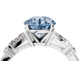 White gold Fancy Blue Round  Cut Diamond Ring with Baguette Side Stones, Channel Set Band, and Four-Prong Setting_16