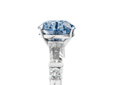 White gold Fancy Blue Round  Cut Diamond Ring with Baguette Side Stones, Channel Set Band, and Four-Prong Setting_17