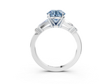 White gold Fancy Blue Round  Cut Diamond Ring with Baguette Side Stones, Channel Set Band, and Four-Prong Setting_6