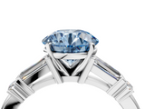 White gold Fancy Blue Round  Cut Diamond Ring with Baguette Side Stones, Channel Set Band, and Four-Prong Setting_7