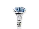 White gold Fancy Blue Round  Cut Diamond Ring with Baguette Side Stones, Channel Set Band, and Four-Prong Setting_8