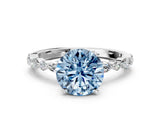 White gold Fancy Blue Round Cut Diamond Ring with Marquise and Round  Side Stones and Four-Prong Setting_64