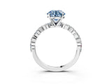 White gold Fancy Blue Round Cut Diamond Ring with Marquise and Round  Side Stones and Four-Prong Setting_67