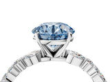 White gold Fancy Blue Round Cut Diamond Ring with Marquise and Round  Side Stones and Four-Prong Setting_68