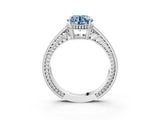 White gold Fancy Blue Round Cut Diamond Ring with Milgrain Pavé Band and Four-Prong Setting_40