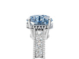 White gold Fancy Blue Round Cut Diamond Ring with Milgrain Pavé Band and Four-Prong Setting_42