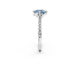 White gold Fancy Blue Round Cut Diamond Ring with Pavé Band and Floral Prong Setting_41
