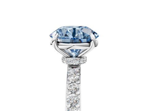 White gold Fancy Blue Round  Cut Diamond Ring with Pavé Band and Four-Prong Setting_37
